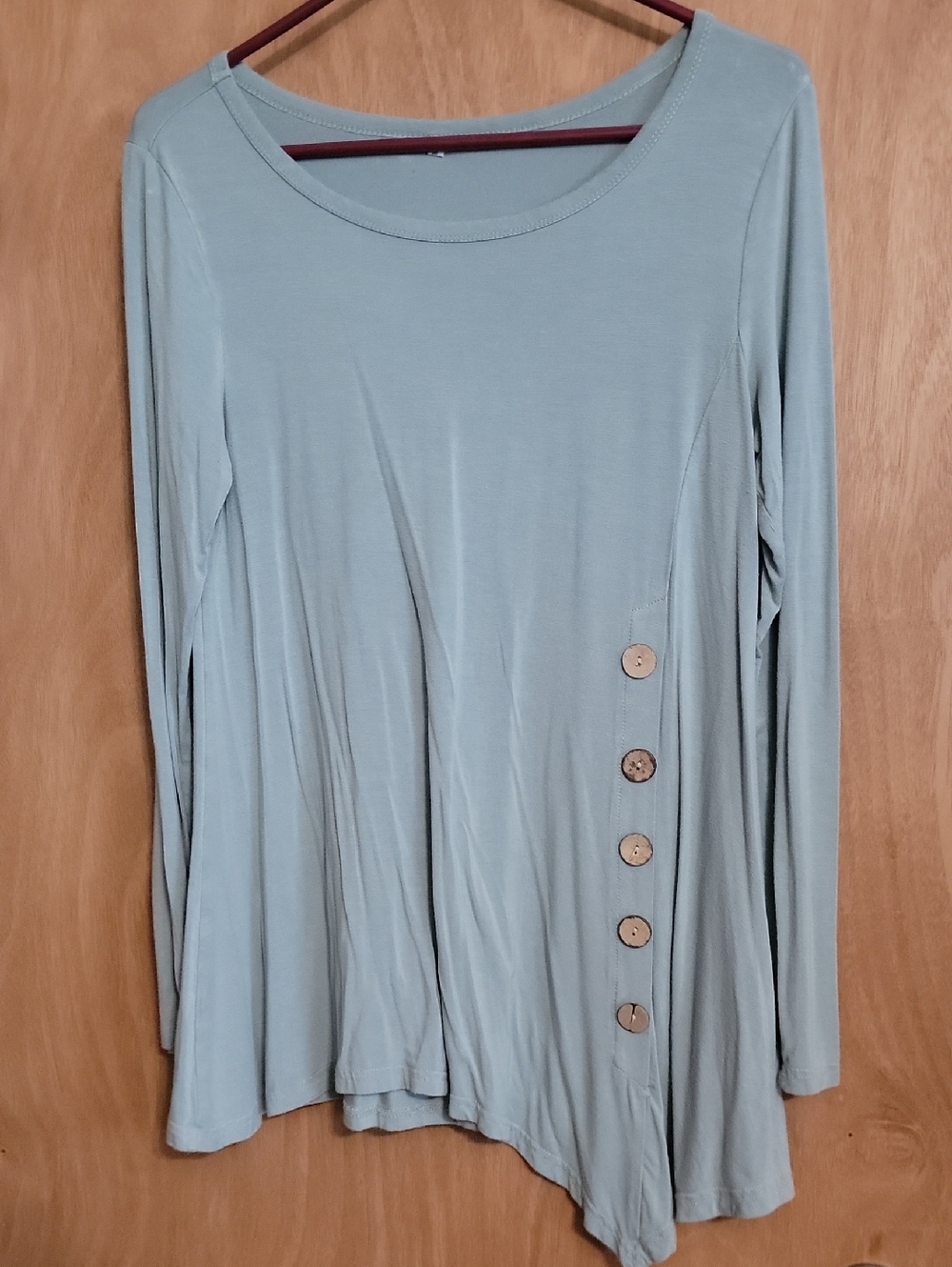Women's Sage Green Long-Sleeve Button Accent Top